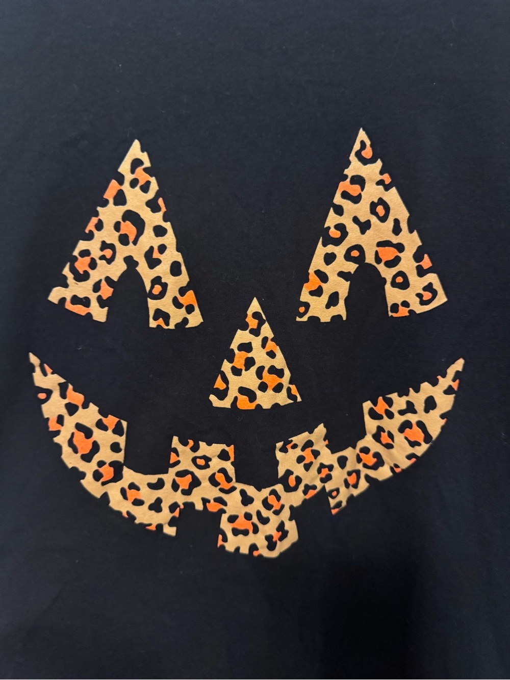 Leopard Jack O Lantern Pumpkin Halloween Graphic T-Shirt Black XL